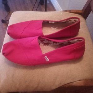 Toms Shoes Mens Alpargata Casual Comfort Slip On Loafer Red Canvas Sz. 14